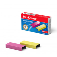 Скобы №24/6 ErichKrause® цветные (коробка 1000 шт.)