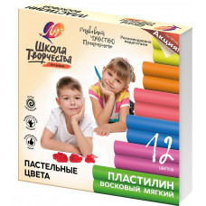 Пластилин восковой ШКОЛА ТВОРЧЕСТВА 12 цв. 180 г со стеком. Луч 29С 1771-08