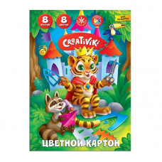 Картон цвеной Creativiki А4, 8 цветов 8 листов. Creativiki КЦ8Л8ЦКР