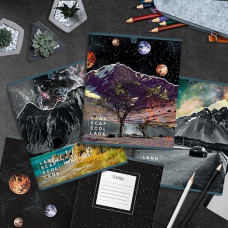 Тетрадь LOREX 48 л, клетка, скрепка, SPACE LANDSCAPE А5,мелованный картон, soft touch лак, выборочный лак, офсет, двойная обложка, запечатан. LOREX LXCBCL-SLP