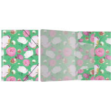 Папка на резинках пластиковая ErichKrause® Peonies, A5+ (в пакете по 4 шт.)
