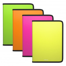 Папка на молнии пластиковая ErichKrause® Glance Neon, A4+, ассорти (в пакете по 4 шт.)